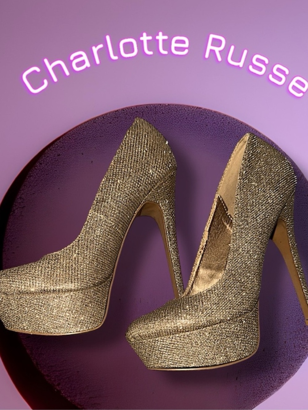 Charlotte Russe Gold Glitter Stiletto Heels